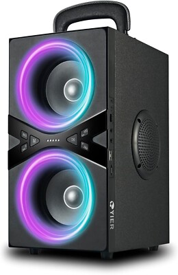 YIER Bluetooth Speakers, Wireless TWS Portable Speaker with Lights