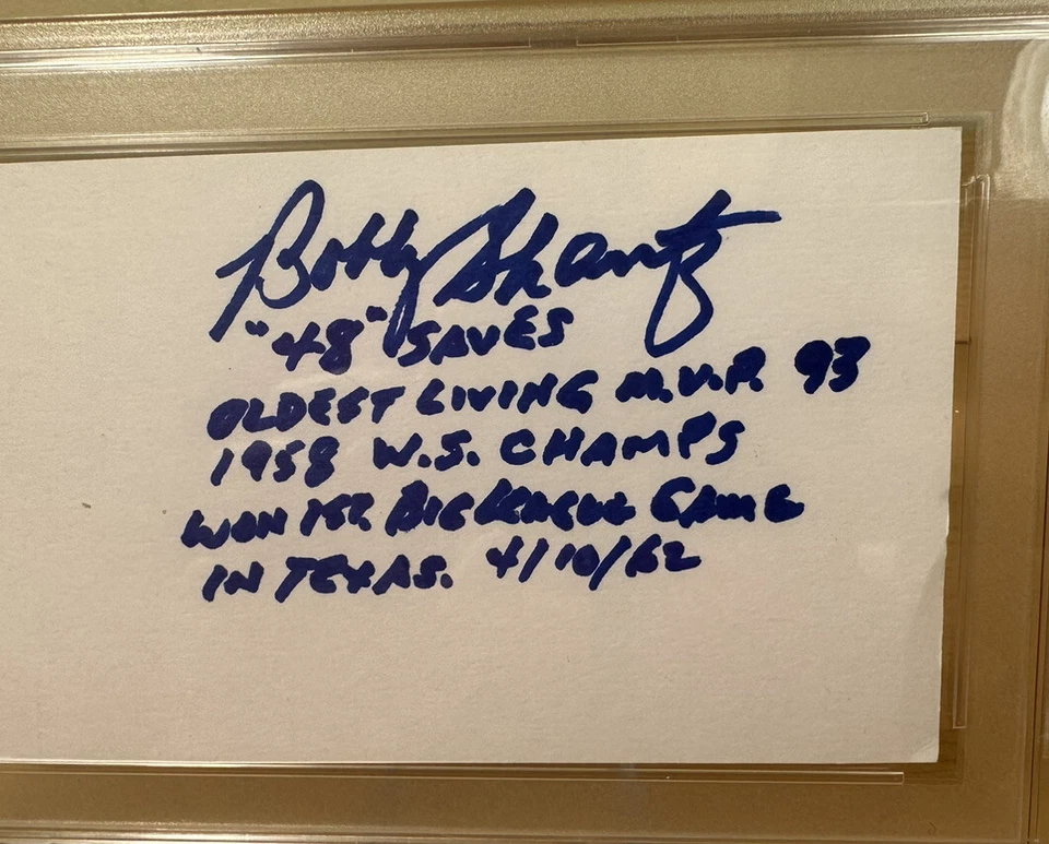 Bobby Shantz MLB Athletics Autographed Signed Index Card PSA Slabbed COA - Image 2 of 4