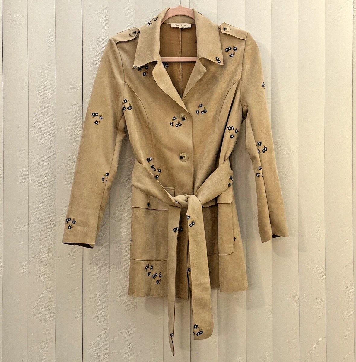 Embroidered trench 2025 coat women's