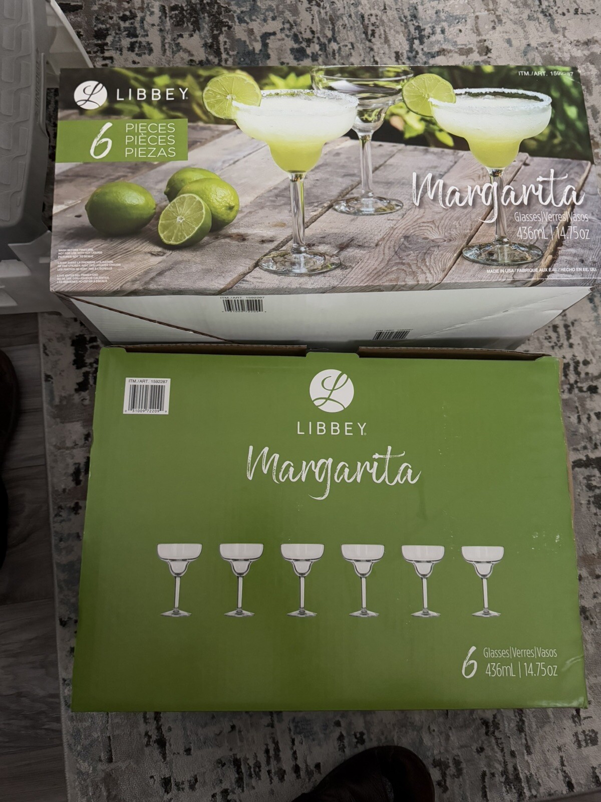 2X 6-Pack Libbey 14.75oz Margarita Glasses Thick Rim Wide Bowl Made in USA