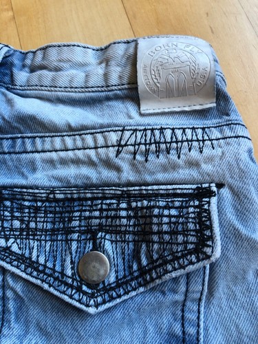 Born Fly shirts youth 12 denim cut off graphic distressed 5 pocket faded - Picture 5 of 5