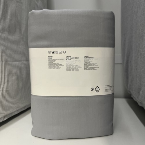 New IKEA PILTANDVINGE King Duvet Cover and Pillowcase Gray 805.791.05 - Picture 5 of 5