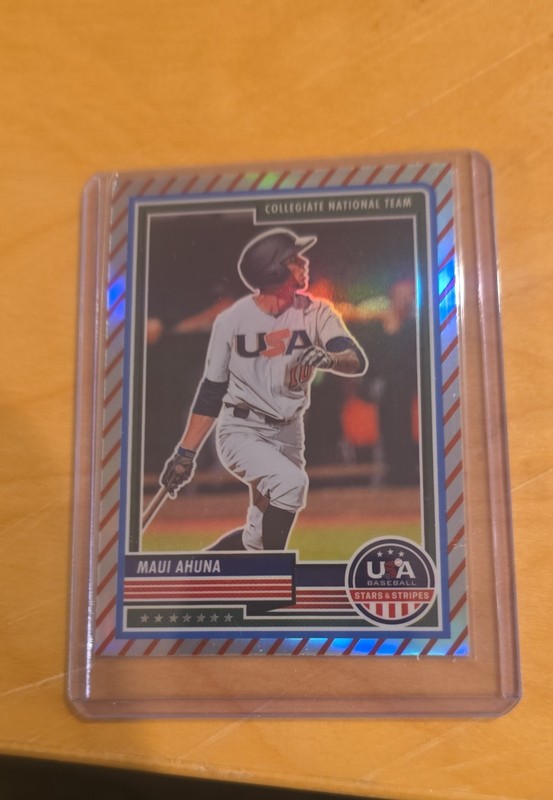 2023 Panini USA Baseball Stars & Stripes - Maui Ahuna #62 Stripes Prizm (RC)
