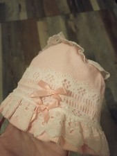 12 Month Baby Girl Pink Bonnet Vintage Carter's Lace Pink Hat