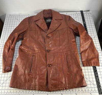 Vintage Campus Leather Blazer Sports Coat Jacket 70s Disco Pimp