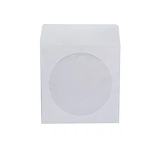 1,000 Pieces White Paper CD DVD Sleeves Envelope Holder with Clear Window and Fl