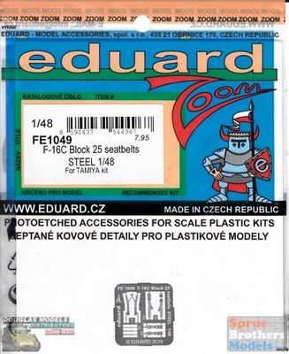 EDUFE1049 1:48 Eduard Color Zoom PE - F-16C Falcon Block 25 Seatbelts [STEEL]