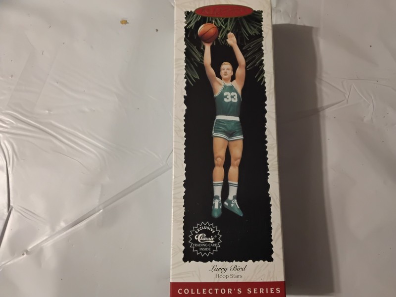 Hallmark keepsake ornaments Larry Bird With Trading Card Hoop Star New