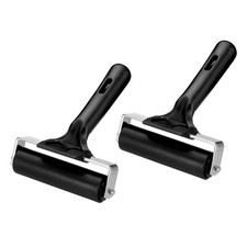 2Pcs Rubber Roller Brayer, Printmaking Ink Print Spreading Brush Tool Black 4" 