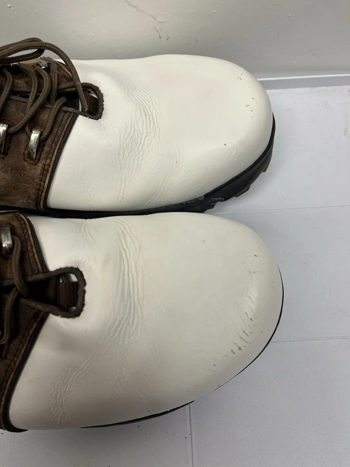 Zapatos de golf Dexter para hombre blancos/marrones talla 10,5 ropa deportiva acolchada con cordones Foto 3 de 4