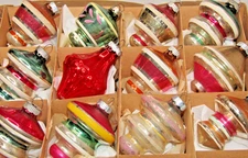 Lot VTG Glass Assorted TORNADO LANTERN Striped Christmas Ornament Shiny Brite