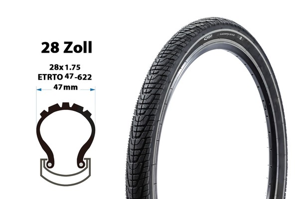 28 Zoll Fahrrad Reifen 47-622 City Trekking Bike Mantel 28X1.75 Pannenschutz-image