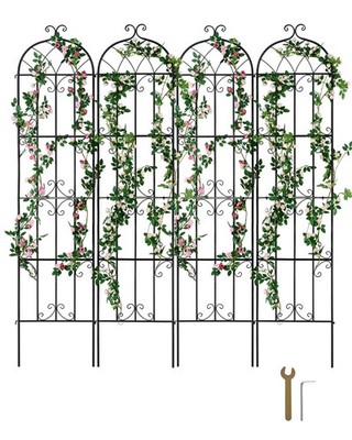 VEVOR 4 Packs Metal Garden Trellis for Climbing Plant Support 87x20 in Rustproof