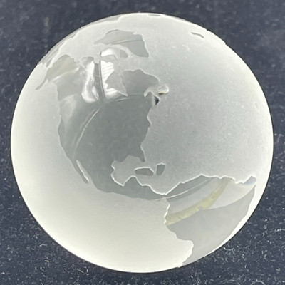 Frosted and Clear World Globe Paperweight 3'' Heavy