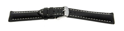 Uhrenarmbänder Uhrenarmband Uhrband Glatt schwarz weiße Naht 18mm 20mm 22mm 24mm