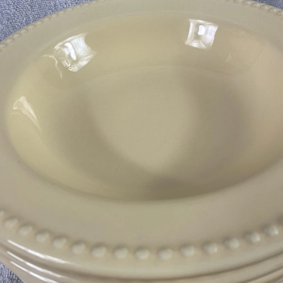 Juego de 7 cuencos para pasta sopa Pottery Barn Emma borde con cuentas marfil cerámica Portugal Foto 3 de 4
