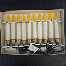 Xmas Tree Lighted Candle Ornaments VTG Clip-On 6.5" Set of 10 Indoor Only