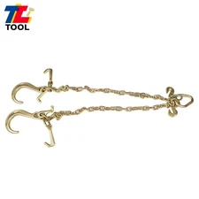 G70 5/16''x3' V-Chain Bridle w/ 8" Medium, T-Hook & J-Hook w/Grab Hooks