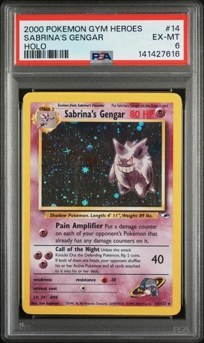 141427616 Sabrina's Gengar 2000 Pokemon Gym Heroes #14 Holo PSA 6