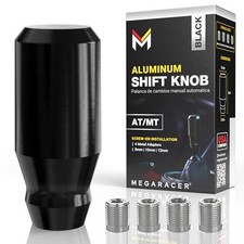 Premium Shift Knob - 4 Metal Threaded Adapters, 4 5 6 Black Short Cylinder
