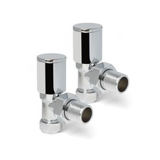Chrome  Modern Round Radiator Valve | Angled | 15mm x  ½” Set of Two valves