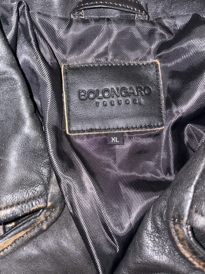 Chaqueta de Motociclista Bolongaro Trevor Cuero Real Leon De Colección Desgastada Muy Rara XL Foto 4 de 4