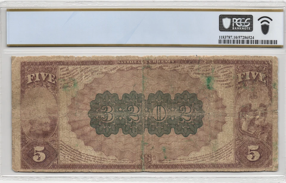 1882 Cleveland Ohio $5 Brown Back National Banknote Charter 3202 PCGS VG 10 - Image 2 of 2