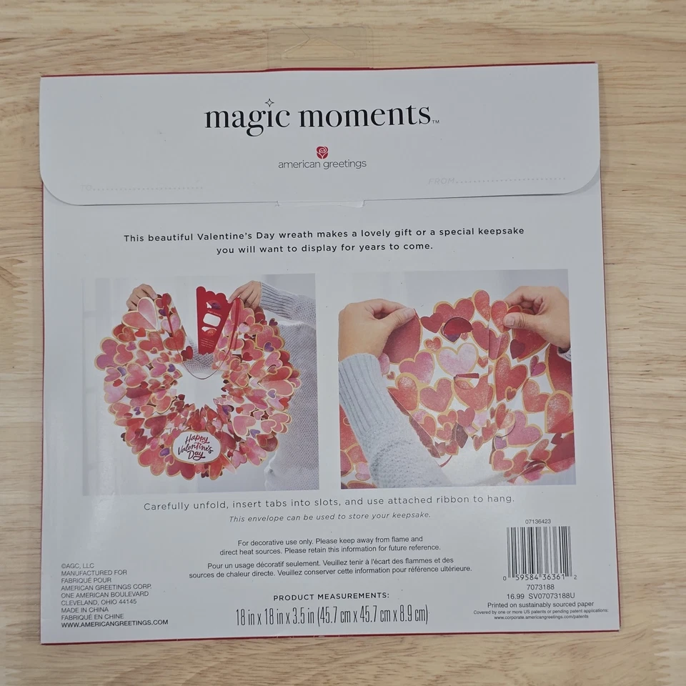 American Greetings Magic Moments 18 Inch Wreath Valentine's Day Décor Gift - Image 2 of 4