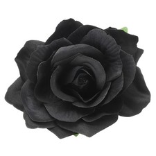 Rose Boho Hair Clips Fabric Flower Brooch Pins for Women Wedding Black