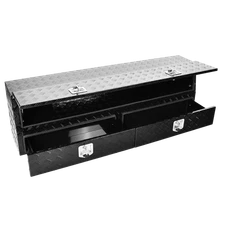72"x21"x13.5"Aluminum Diamond Tread Truck Box W/Lockable T-Handle Latch&2 Drawer