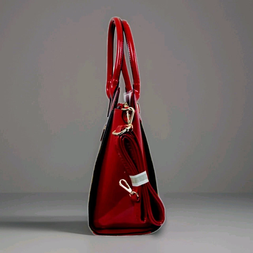 BELLISSIMA "BAGS" Handbag/Cross LADIES Bag Red Paten Striped Nuanced NEW TAG med Foto 4 de 4