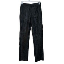 Jacqueline Ferrar Vintage Women  s 100 Leather Straight Pants Black Size 6