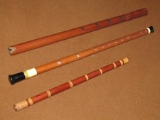 Shinobue Bamboo Flute 3 Piece Set Inscribed Maker Authentic Vintage Rare Japan