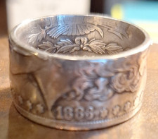 1883 MORGAN SILVER DOLLAR RING SIZE 12.5 Handmade 90 silver dollar coin