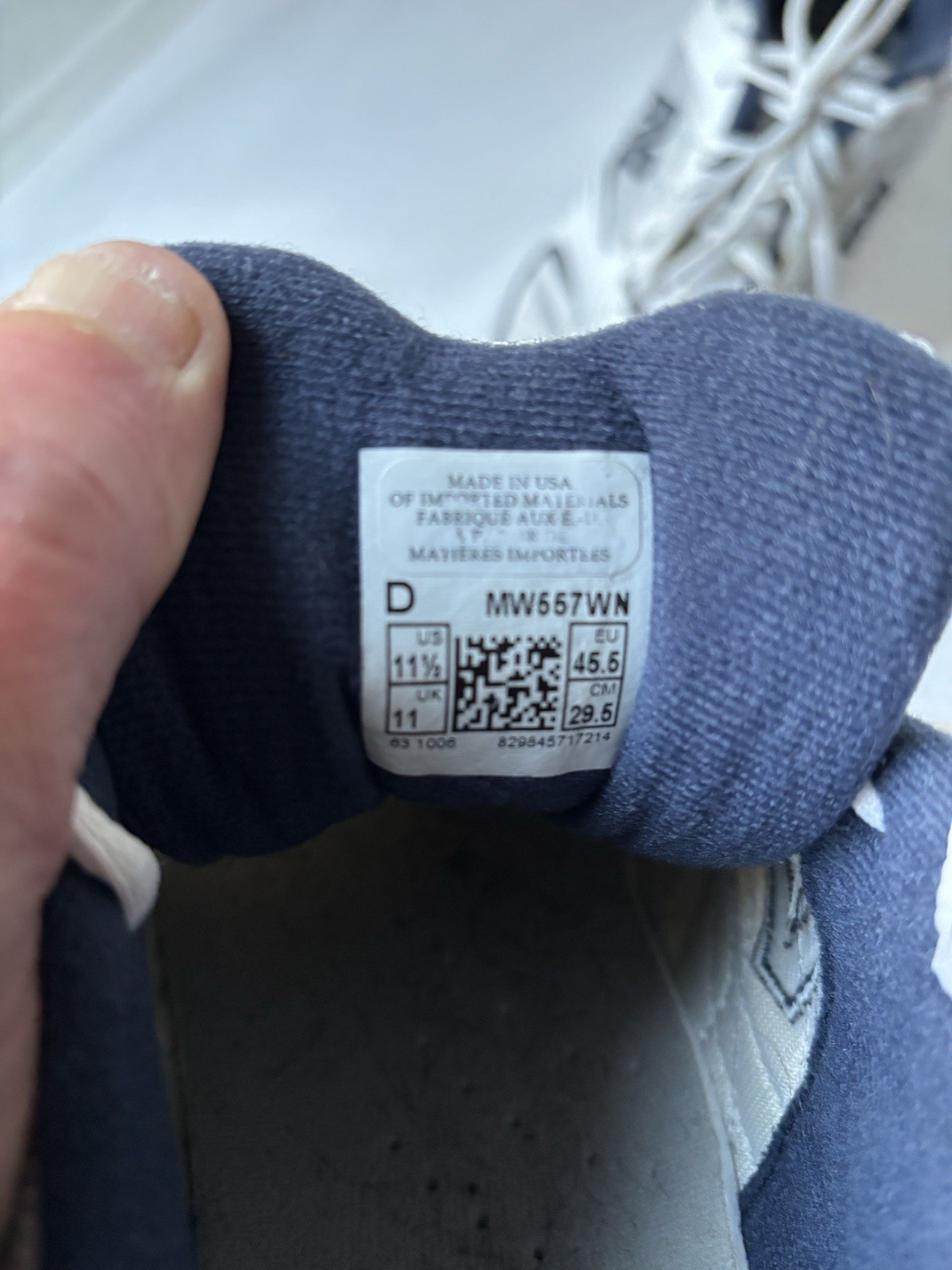 New Balance 557 MW557 Size 11 1/2 Walking Shoes White / Navy thumbnail 9