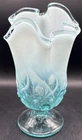 Fenton Lily Of The Valley Opalescent To Blue Handkerchief Vase