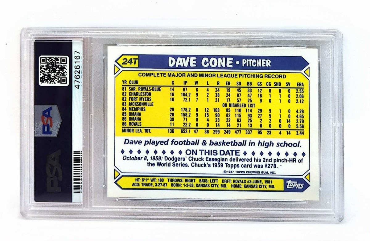 DAVID CONE 1987 Topps Tiffany #24T Rookie RC PSA 10 Gem Mint New