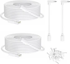 Micro USB Camera Extension Cable for Wyze, [2-Pack, 30ft] Power white 