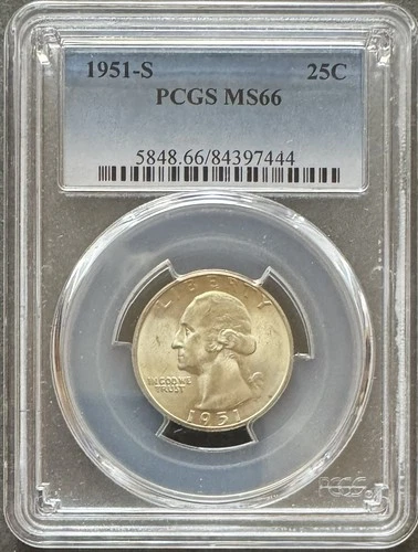 1951-S Washington Silver Quarter PCGS MS66      Free US Shipping