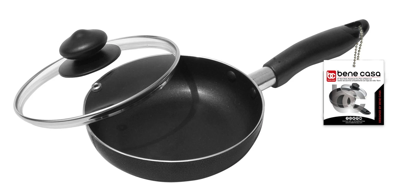 6 Inch Aluminum Non Stick Fry Pan with Glass Lid Dishwasher Safe Cookware