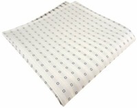 Tigertie Handrolliertes Seideneinstecktuch In Cremeweiss Silber Gemustert