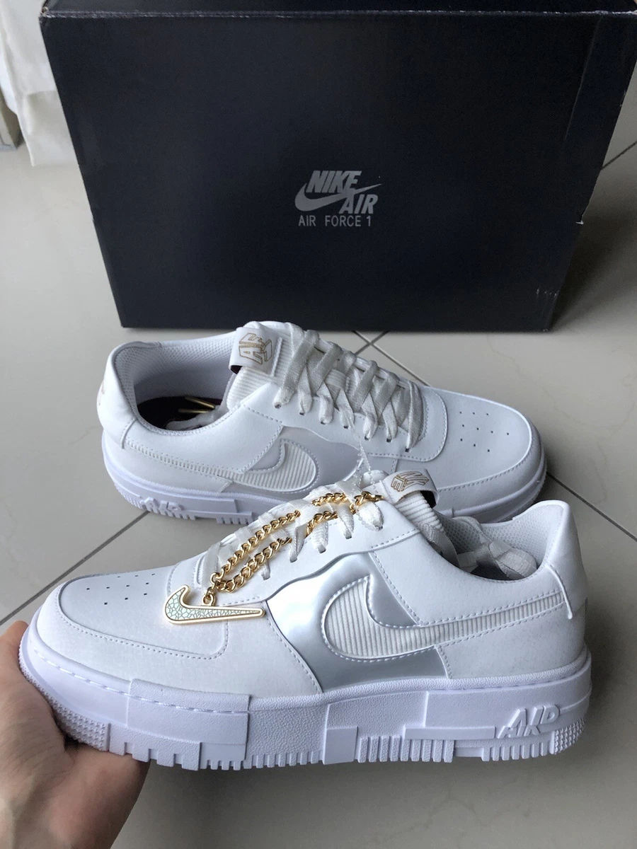 Nike Air Force 1 Low One Pixel Wei Gold Chain Summit White 44 Ausverkauft