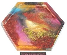 1 Gorgeous Multi-coloured Hand Made Hexagon Resin Coaster - 103 mm