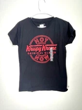 Krispy Kreme Doughnuts Hot Now Sign Logo Shirt Women's Small Black Collectible
