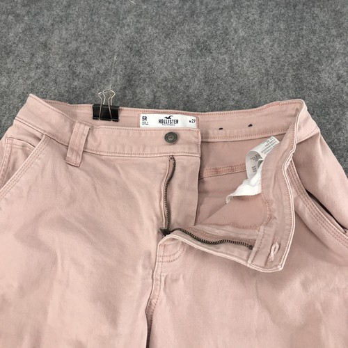 Hollister Dad Pants Juniors Size 5R/W27 Dusty Pink High Rise Utility Stretch - Picture 5 of 12