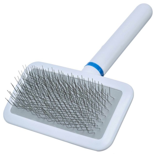 Doggyman White Slicker Gentle Pet Grooming Brush With Soft Pins Small