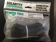 NEW Solartex Weathashield 50 ft Black Outdoor Lacing Cord with Needle
