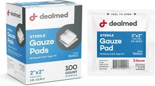 2’’ X 2’’ Sterile Gauze Pads (100 Count) Disposable and Individually Wrapped Med