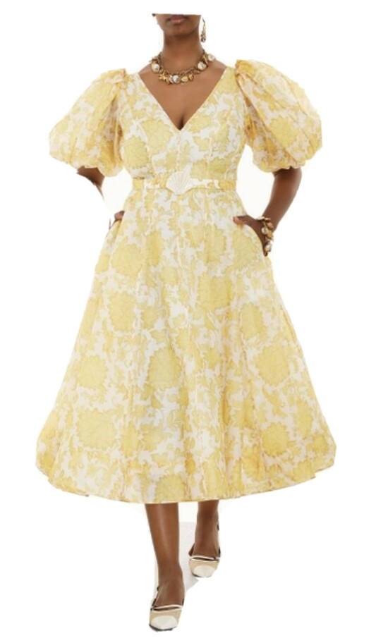 Zimmermann POSTCARD PUFF SLEEVES MIDI DRESS size 0 | eBay