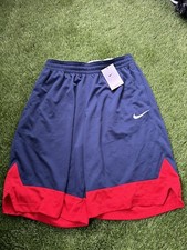 NIKE MENS DRI FIT BASKETBALL SHORTS NAVY/ RED SIZE LARGE NWT
